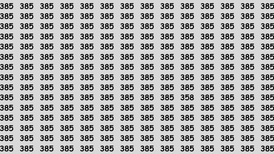 Observation Brain Challenge: If you have Hawk Eyes Find the Number 358 among 385 in 15 Secs