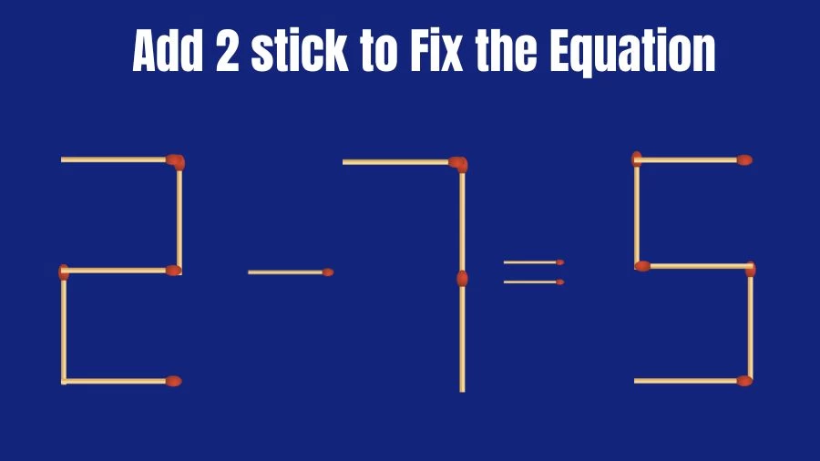 Brain Teaser: Add 2 Matchsticks to Fix the Equation 2-7=5 in 30 Secs
