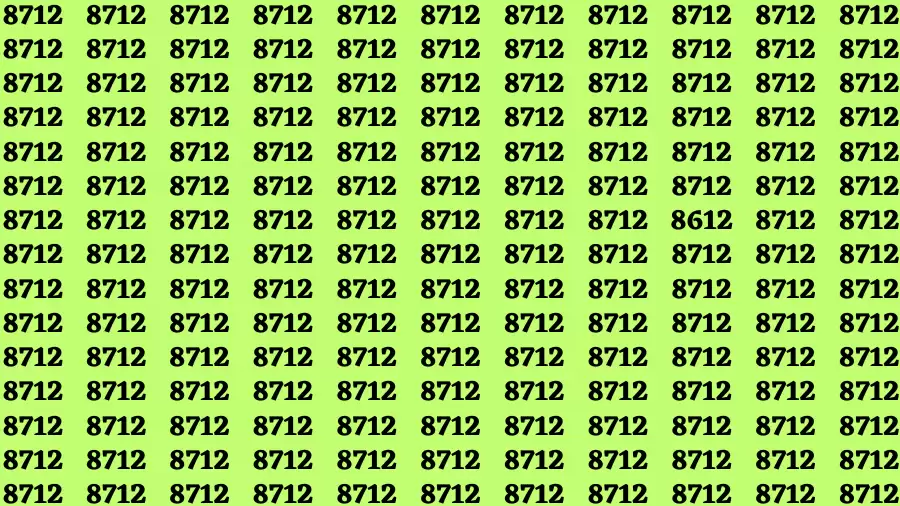 Observation Brain Challenge: If you have Hawk Eyes Find the Number 8612 among 8712 in 15 Secs