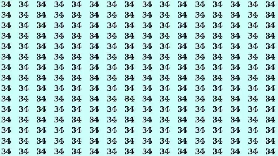 Observation Skill Test: If you have Eagle Eyes Find the number 84 among 34 in 14 Seconds?
