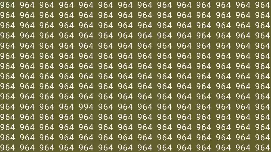 Optical Illusion Brain Challenge: If you have Hawk Eyes Find the number 994 among 964 in 10 Seconds?