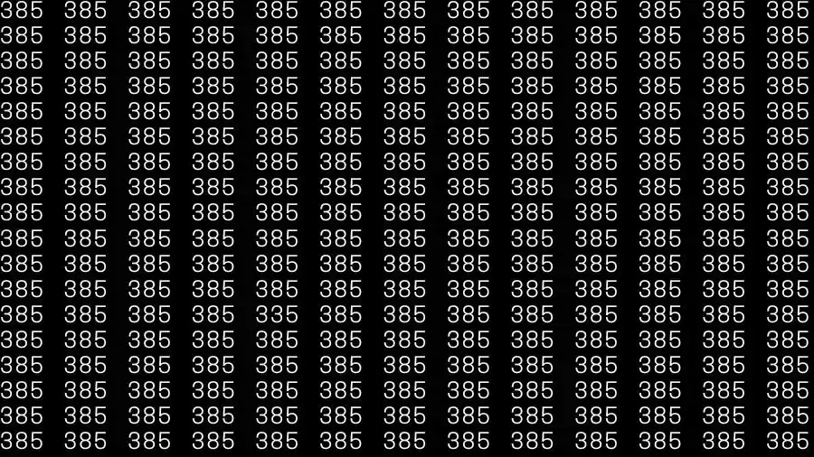 Optical Illusion Brain Test: If you have Eagle Eyes Find the number 335 among 385 in 10 Seconds?