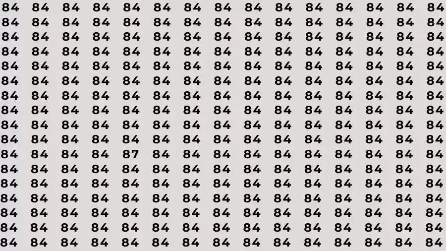 Observation Skills Test: If you have Eagle Eyes Find the number 87 among 84 in 10 Seconds?