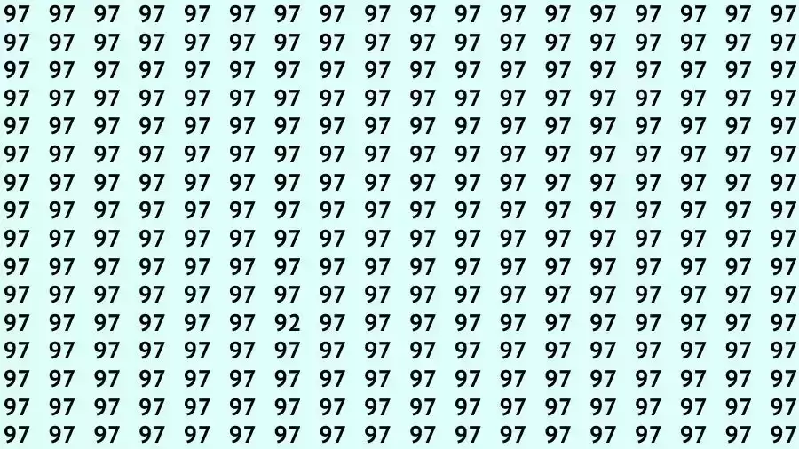Observation Skills Test: If you have Eagle Eyes Find the number 92 among 97 in 5 Seconds?