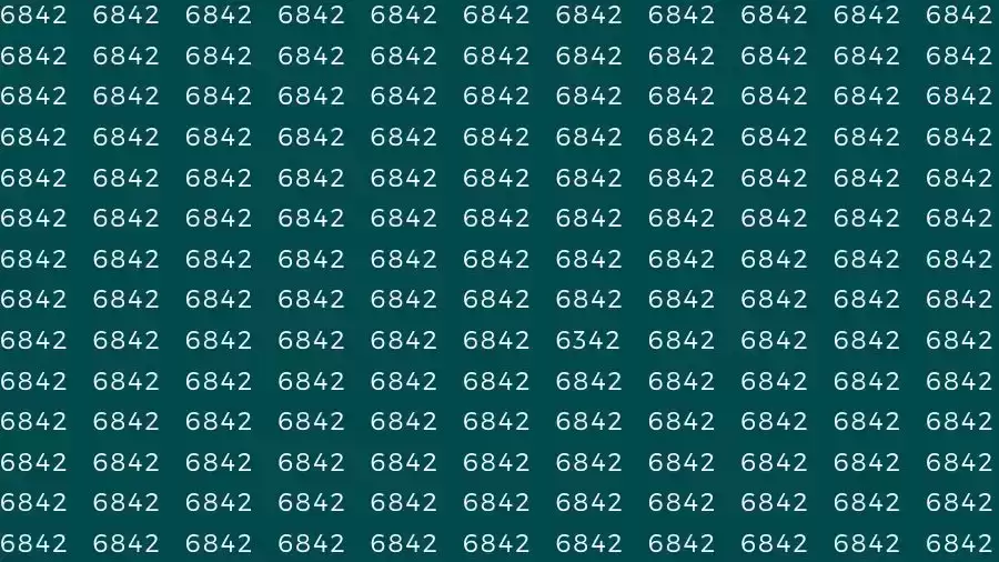 Optical Illusion Brain Test: If you have Eagle Eyes Find the number 6342 among 6842 in 12 Seconds?