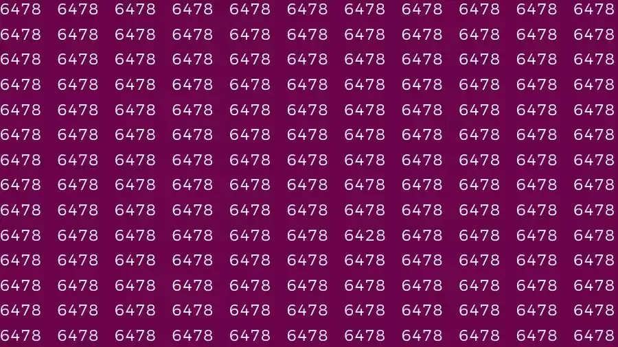 Observation Skill Test: If you have Eagle Eyes Find the number 6428 among 6478 in 12 Seconds?
