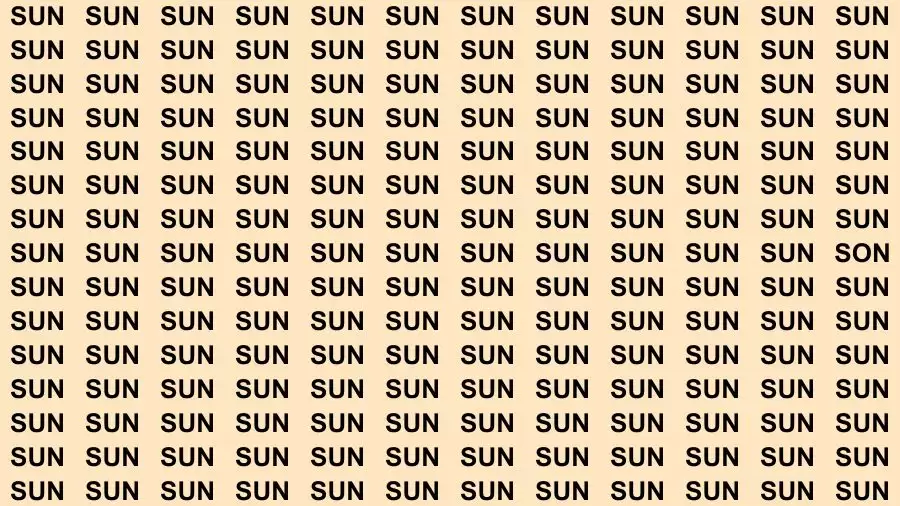 Observation Brain Out: If you have Eagle Eyes Find the word Son among Sun in 12 Secs