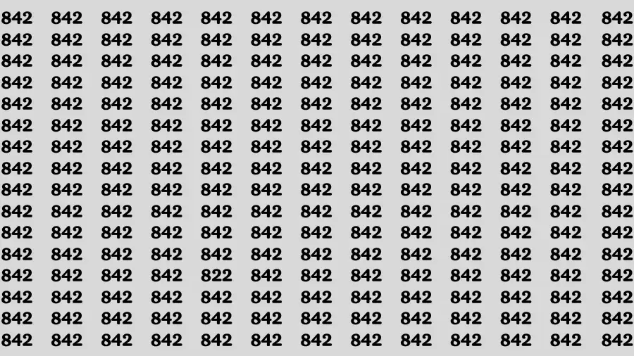 Observation Brain Out: If you have Eagle Eyes Find the Number 822 among 842 in 15 Secs