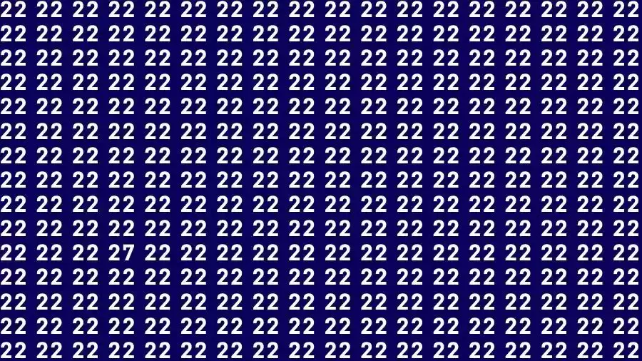 Observation Skill Test: If you have Sharp Eyes Find the number 27 among 22 in 15 Seconds?