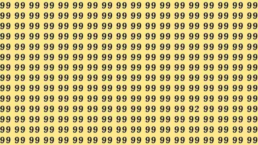 Observations Skills Test: If you have Sharp Eyes Find the number 92 among 99 in 7 Seconds.