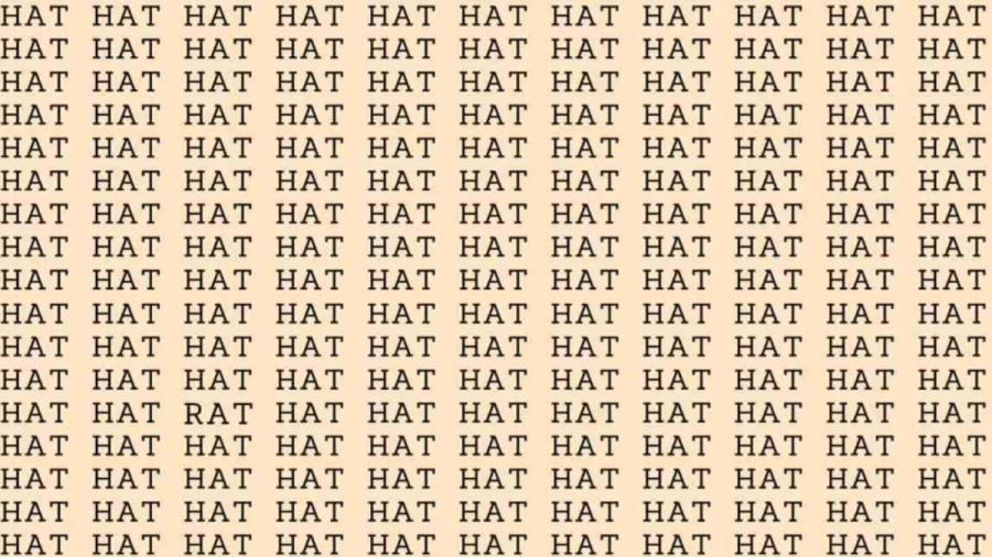 Observation Skills Test: If you have Eagle Eyes find the Word Rat among Hat in 10 Secs