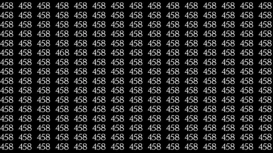 Optical Illusion Challenge: If you have Hawk Eyes Find the number 468 among 458 in 9 Seconds?