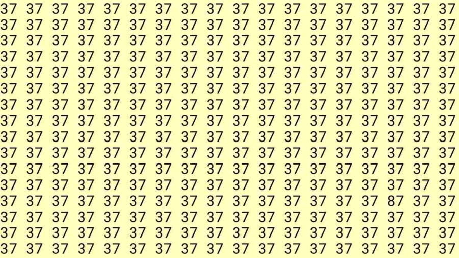 Optical Illusion Test: If you have Hawk Eyes Find the number 87 among 37 in 7 Seconds?