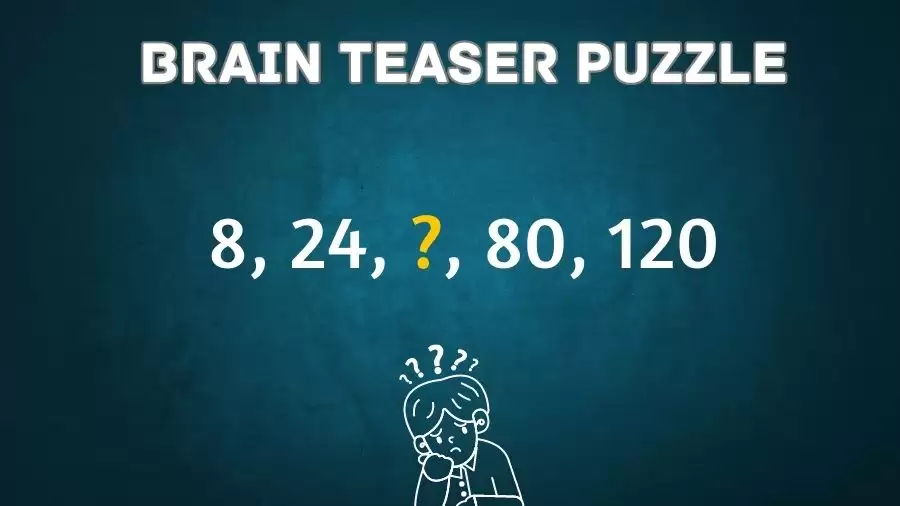 Brain Teaser Puzzle: Find the Missing Number in this Series 8, 24, ?, 80, 120