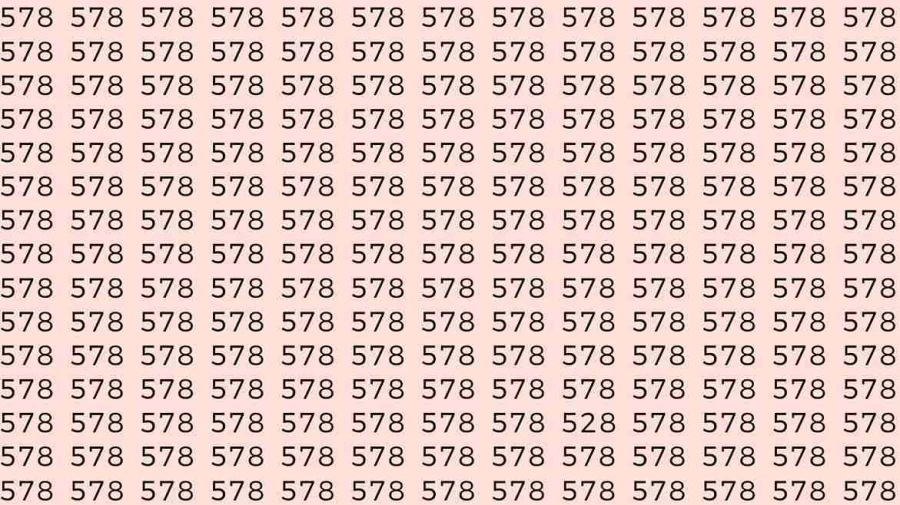 Observation Skills Test: If you have Sharp Eyes Find the number 528 among 578 in 7 Seconds?