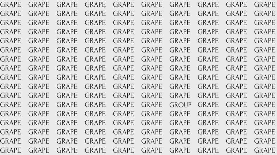 Optical Illusion: If you have Eagle Eyes find the Word Group among Grape in 10 Secs