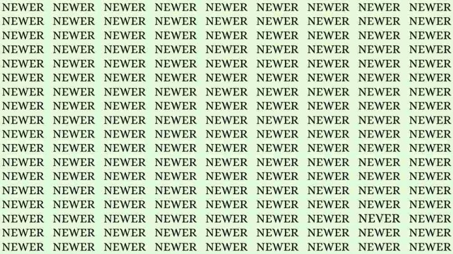 Observation Skill Test: If you have Eagle Eyes find the Word Never among Newer in 5 Secs