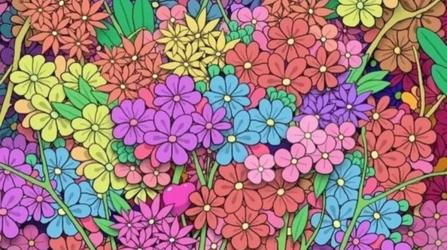 Optical Illusion Brain Test: Can you find the Hidden Heart among these Flowers in less than 12 Seconds?