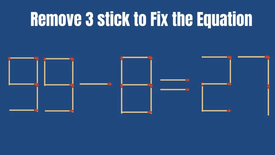 Remove 3 Matchsticks to Fix this Equation in 15 Secs I Matchstick Puzzle
