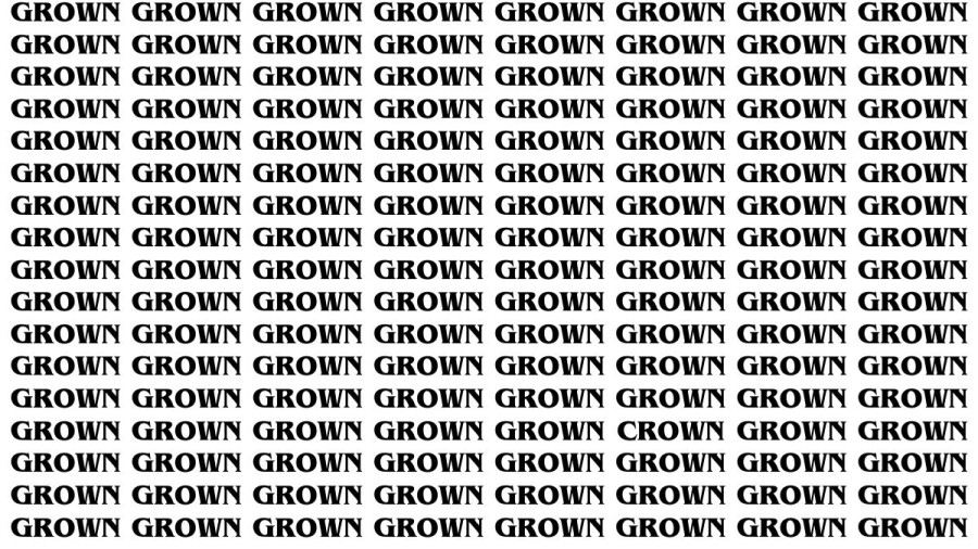 Brain Teaser: If you have Eagle Eyes Find the Word Crown among Grown in 12 Secs