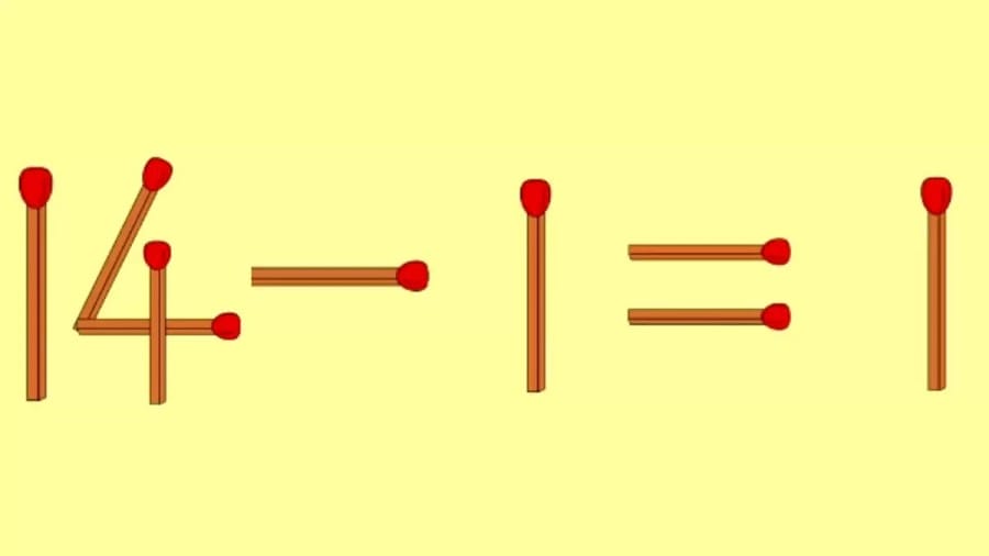 Brain Teaser: 14-1=1 Fix The Equation Moving 1 Stick