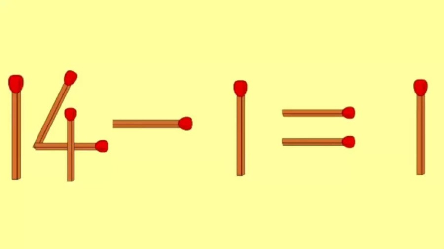 Brain Teaser: 14-1=1 Fix the Equation by Moving 1 Stick