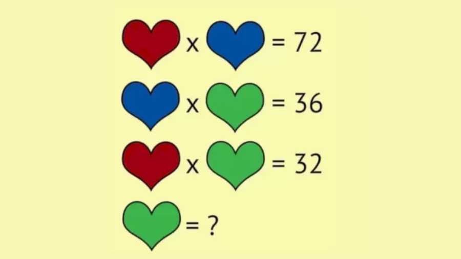 Viral Brain Teaser: What is the value of the green heart in this math puzzle?